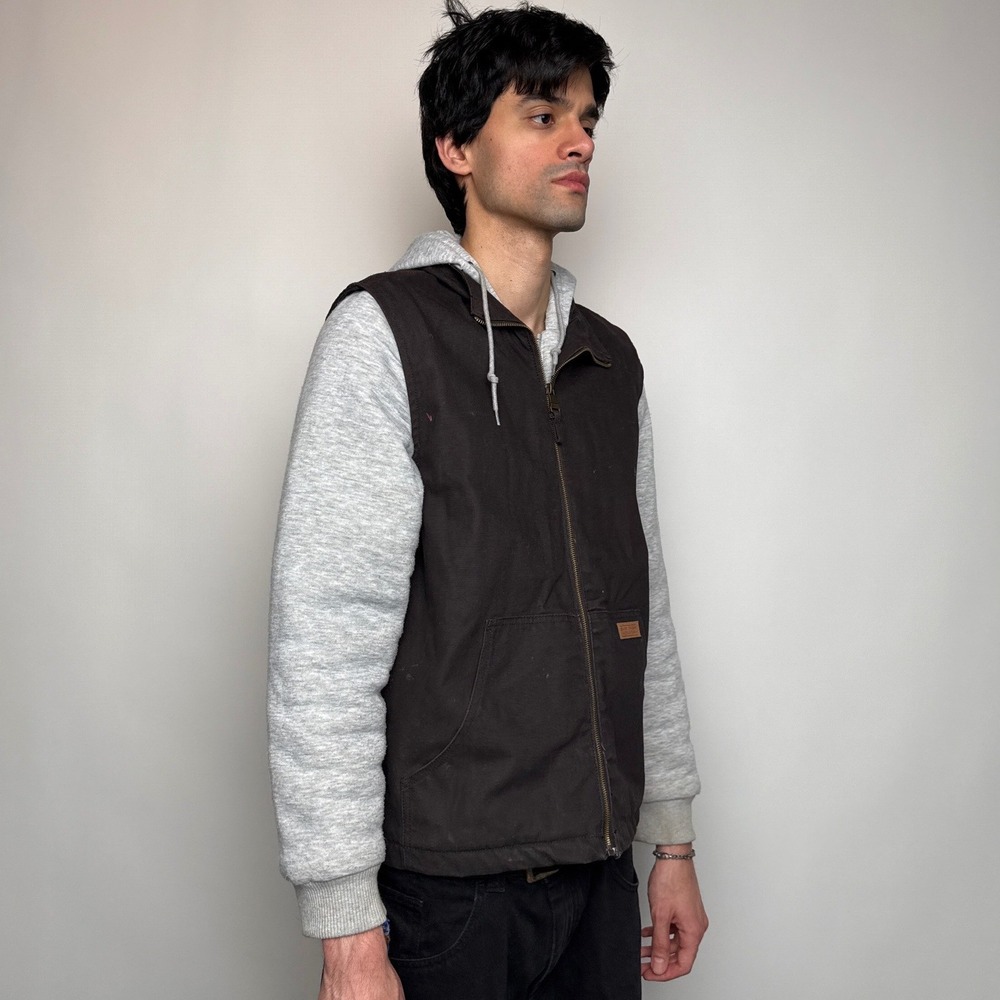 Bass Creek Outfitters Workwear Mens Medium Brown Canvas Layered Hoodie Jacket - Picture 5 of 11